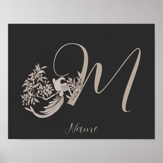 Dove Elegant Monogramm Anfangsbuchstabe M Personal Poster (Vorne)