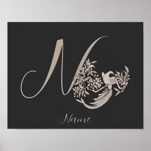 Dove Elegant Monogramm Anfangsbuchstabe N Personal Poster (Vorne)