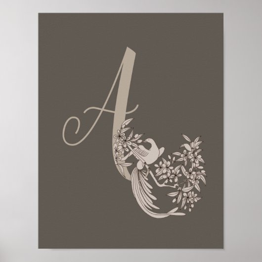 Dove Elegant Monogramm Initiale A Braun Poster (Vorne)
