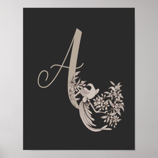 Dove Elegant Monogramm Initiale A Poster (Vorne)