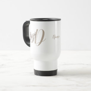 Dove Elegant Monogramm Initiale D Personalisiert Reisebecher