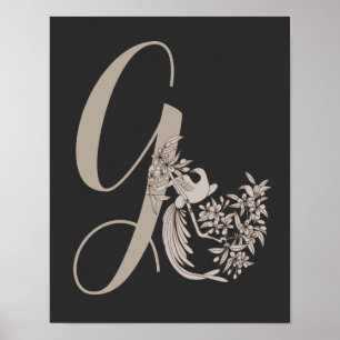 Dove Elegant Monogramm Initiale G Personalisiert Poster