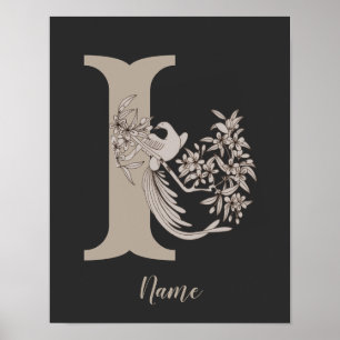 Dove Elegant Monogramm Initiale I Personalisiert Poster