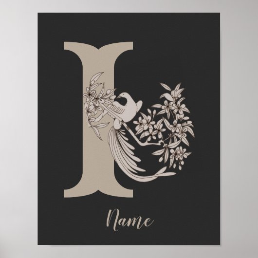 Dove Elegant Monogramm Initiale I Personalisiert Poster (Vorne)