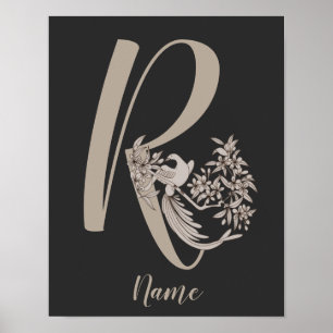 Dove Elegant Monogramm Initiale R Personalisiert Poster