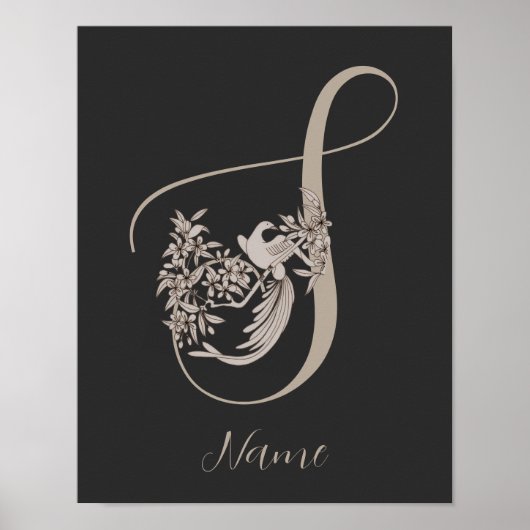 Dove Elegant Monogramm Initiale S Personalisiert Poster (Vorne)