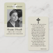 Dove Funeral Gedenkstätte Gebet Foto-Karte Visitenkarte (Vorne/Hinten)