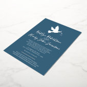 Dove gold-blau-graues einfaches Hochzeitsszenario Folieneinladung (Gedreht)