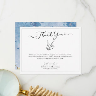 Dove Gold Blue Floral Beerdigung Danke Karte