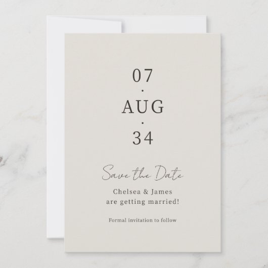 Dove Gray | Chic Minimal Wedding Save the Date (Vorderseite)