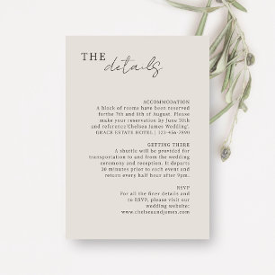 Dove Gray   Chic Minimalistisch Hochzeitdetails Begleitkarte
