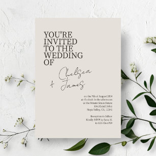 Dove Gray   Chic Script Minimalistisch Wedding Einladung