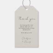 Dove Gray | Chic Script Wedding Vielen Dank Geschenkanhänger (Vorderseite)