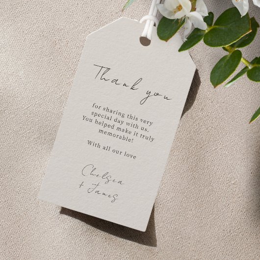 Dove Gray | Chic Script Wedding Vielen Dank Geschenkanhänger