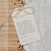 Dove Gray | Chic Script Wedding Willkommenstempel Geschenkanhänger
