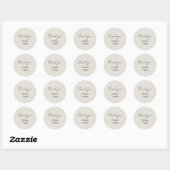 Dove Gray | Chic Simple Script Danke Hochzeit Runder Aufkleber (Blatt)