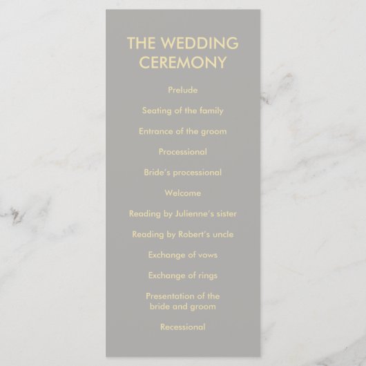 Dove Gray & Gold Geometric Wedding Programm (Rückseite)