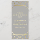 Dove Gray & Gold Geometric Wedding Programm (Vorderseite)