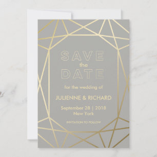 Dove Gray & Gold Geometric Wedding speichern das D Save The Date