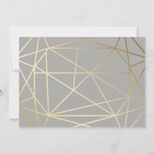Dove Gray & Gold Geometric Wedding speichern das D Save The Date (Rückseite)