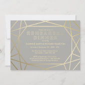 Dove Gray & Gold Raffinierte Probe Dinner Einladung (Vorderseite)