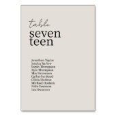 Dove Gray | Moderne Minimalistische Hochzeit Tischnummer (Rückseite)