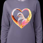 Dove Heart Frame Neon Feather Graphic T-Shirt
