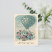 Dove Hot Air Ballon Rose Vergessen-Me-Not-Nicht Postkarte (Stehend Vorderseite)