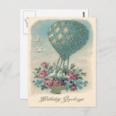 Dove Hot Air Ballon Rose Vergessen-Me-Not-Nicht Postkarte (Vorne/Hinten)