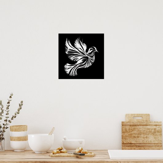 Dove Kontur Schwarzweiß Poster (Küche)