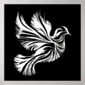 Dove Kontur Schwarzweiß Poster (Vorne)
