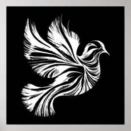 Dove Kontur Schwarzweiß Poster