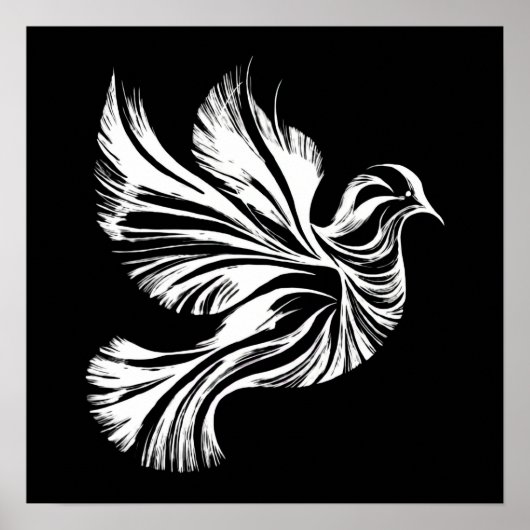 Dove Kontur Schwarzweiß Poster (Vorne)