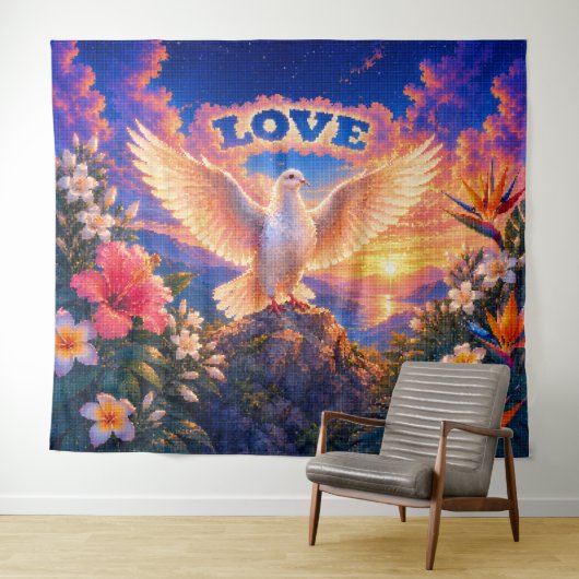 Dove | Liebe über alles Wandteppich (Beispiel (Horizontal))