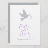 Dove lila Band formale einfache Hochzeit lädt ein Einladung (Vorne/Hinten)