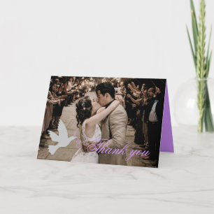 Dove lila Foto Hochzeit Danke Karte