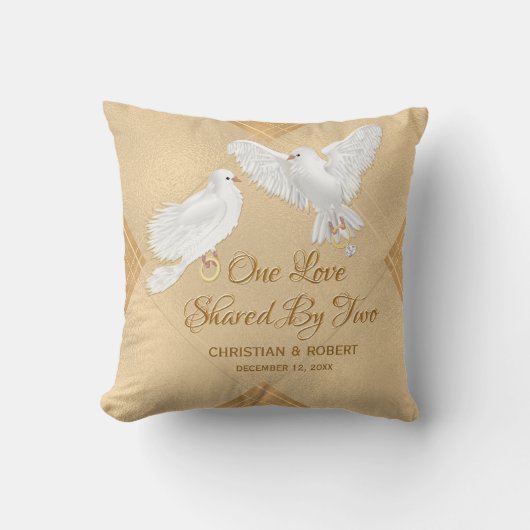 Dove Love Birds Imitate Foil Wedding Kissen (Vorderseite)