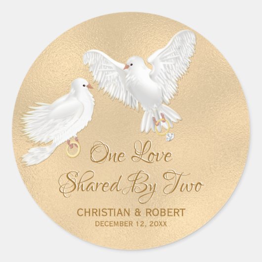 Dove Love Birds Imitate Foil Wedding Runder Aufkleber (Vorderseite)