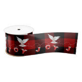Dove mit Joy Text auf Buffalo Kariert Satin Ribbon Satinband (Spule)