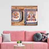 Dove Muster auf der traditionellen Posterplakette Leinwanddruck (Insitu (Wohnzimmer))