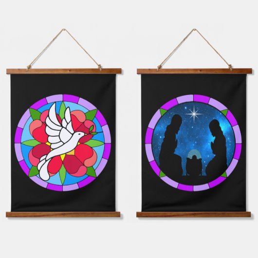 Dove & Nativity Wandteppich Mit Holzrahmen (Doppelt)