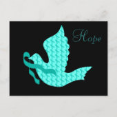 Dove of Hope Aquamarin Ribbon - Ovarialkarzinom Postkarte (Vorderseite)