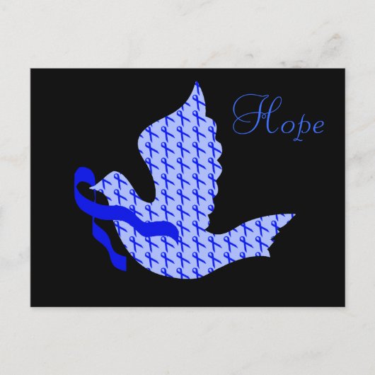 Dove of Hope Blue Ribbon - Colon Cancer Postkarte (Vorderseite)