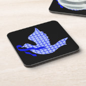 Dove of Hope Blue Ribbon - Colon Cancer Untersetzer (Linke Seite)