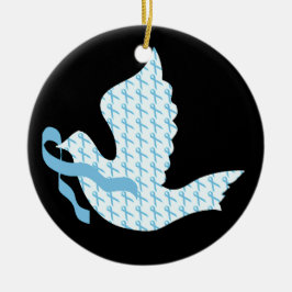 Dove of Hope Light Blue Ribbon - Prostatakrebs Keramikornament