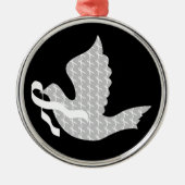 Dove of Hope White Ribbon - Lungenkrebs Ornament Aus Metall (Vorne)
