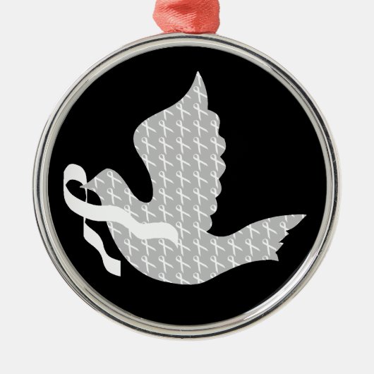 Dove of Hope White Ribbon - Lungenkrebs Ornament Aus Metall (Vorne)