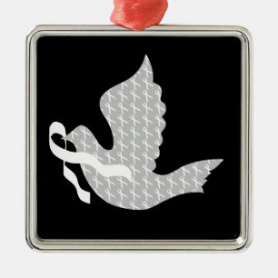 Dove of Hope White Ribbon - Lungenkrebs Silbernes Ornament
