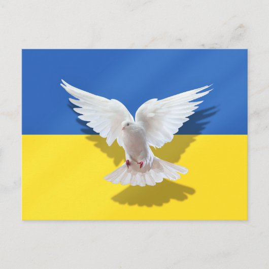 Dove of Peace Flag of Ukraine Postcard Support Postkarte (Vorderseite)