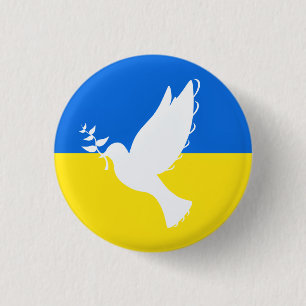 Dove of Peace - Flag Ukraine - Peace Button